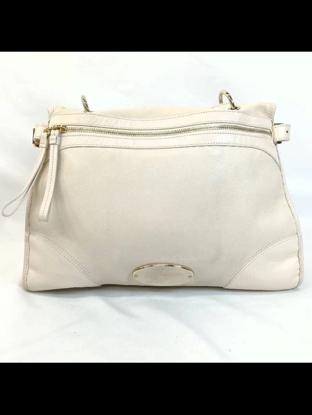 Mulberry Cream Leather Shoulder Bag with Gold Hardware